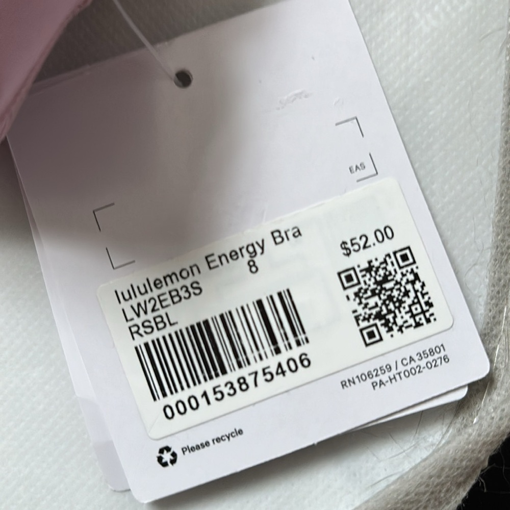 LULULEMON ENERGY BRA IN ROSE BLUSH SZ 8,10 NWT - Picture 8 of 9